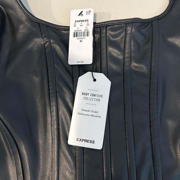 Express Body Contour Faux Leather Corset Cropped Tank - Picture 3 of 3